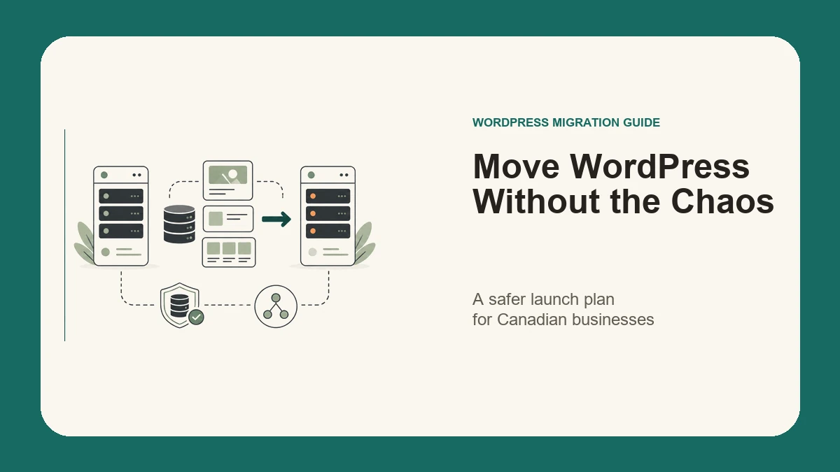 WordPress website migration interface showing server transfer, database backup, content blocks, and network checks